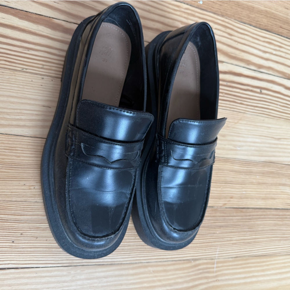 H&M Sleek Black Leather Loafers